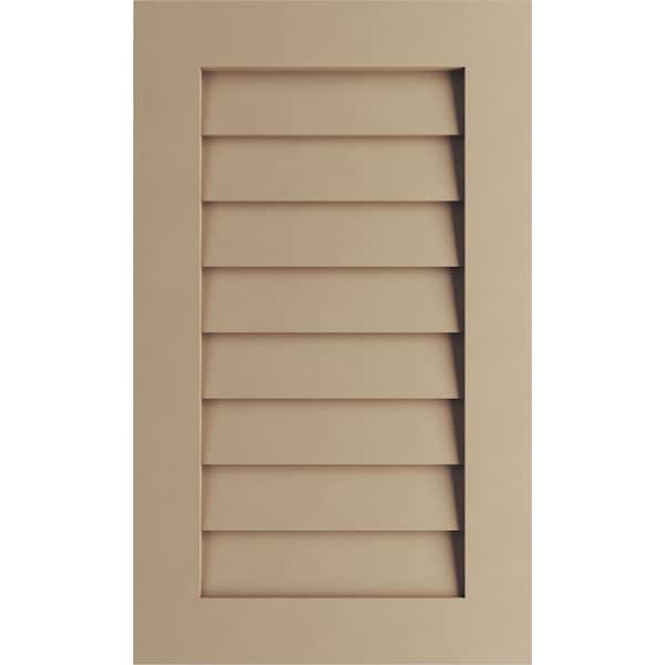 Ekena Millwork Timberthane Rustic Smooth Vertical Faux Wood Non-Functional Gable Vent, Primed Tan, 28"W x 45"H GVURVE28X45DSMPR - main